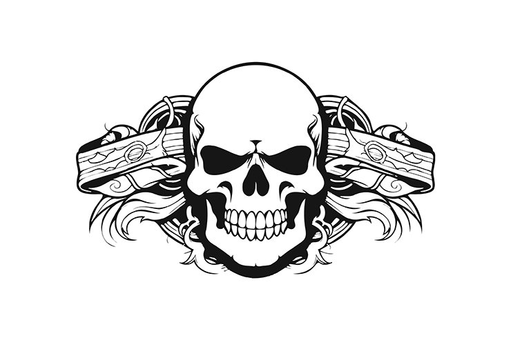 A human skull illustration icon vector logo