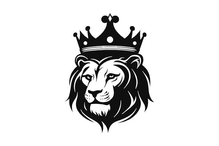 Lion with crown illustration icon logo