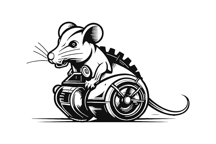 Rat with headphones illustration icon logo