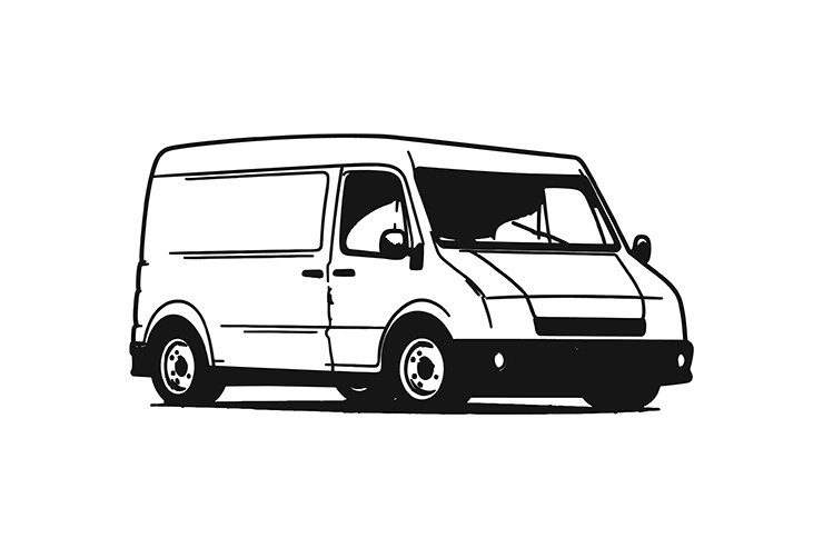 Bus on the road illustration icon logo