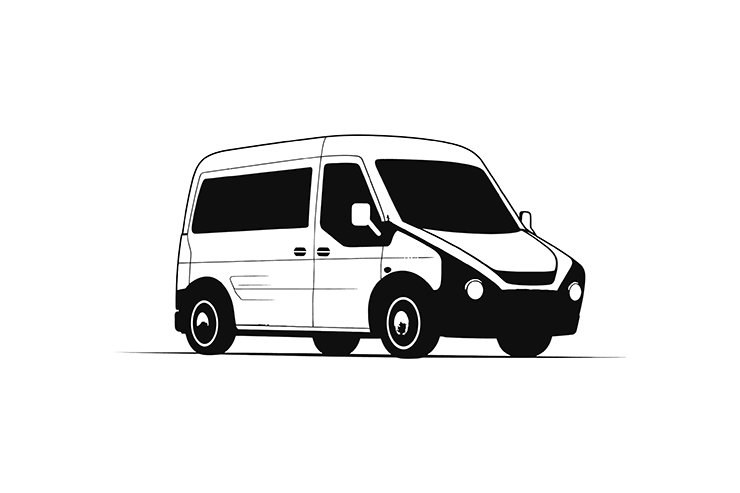 Bus on the road illustration icon logo