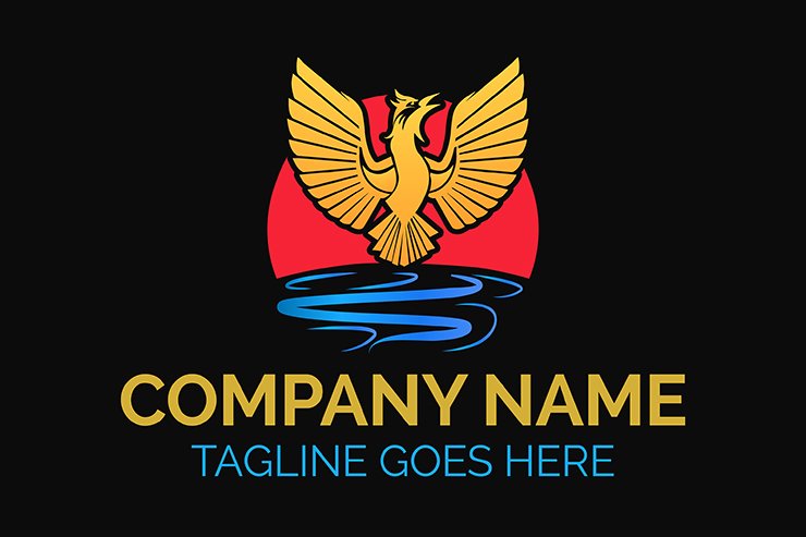 Dragon wings with sun icon logo