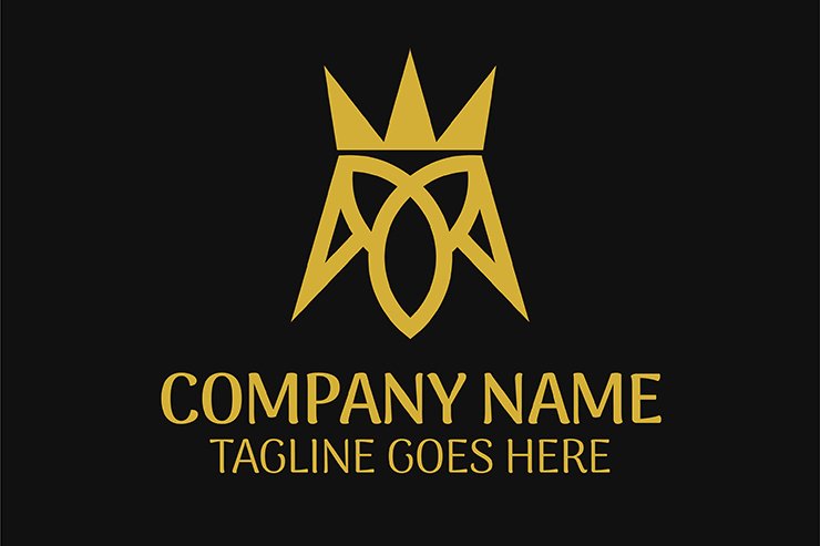 Wings with crown icon vector logo