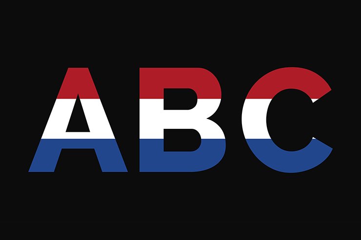 Netherland flag letter mark alphabetic gradient color vector logo