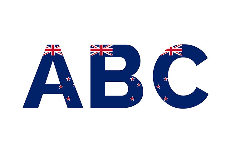 New Zealand flag letter mark alphabetic gradient color vector logo