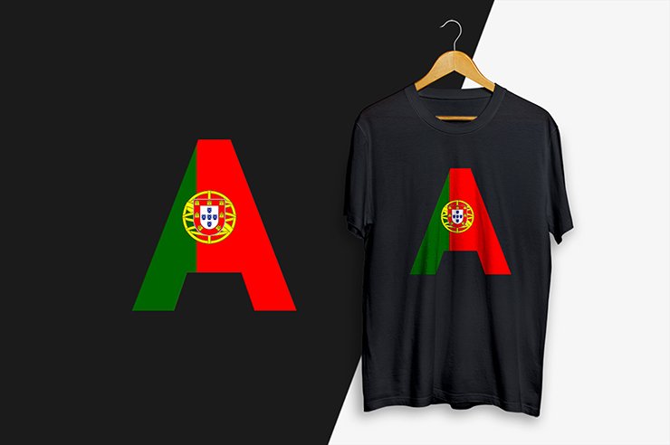 Portugal’s flag letter mark alphabetic gradient color vector logo