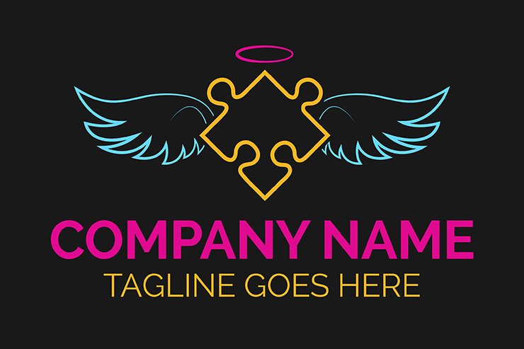 Dragon wings with crown icon logo