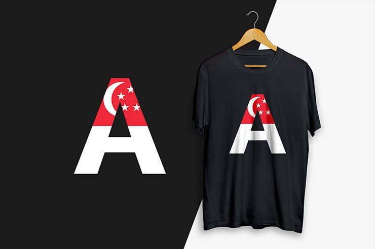 Singapore flag letter mark alphabetic gradient color vector logo