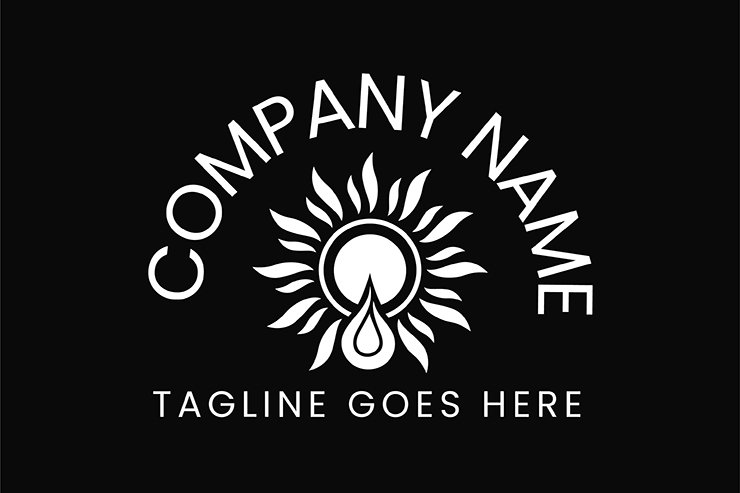 Sun with drop icon vector logo