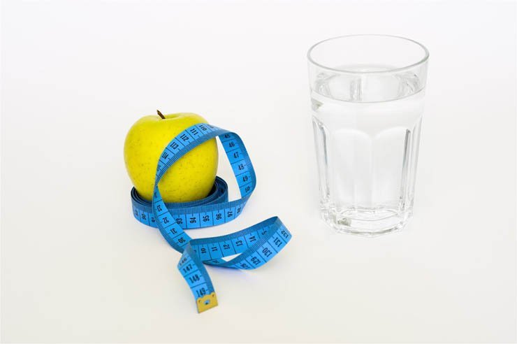 Weight diet loss measuring tape apple slim water cup health healthy