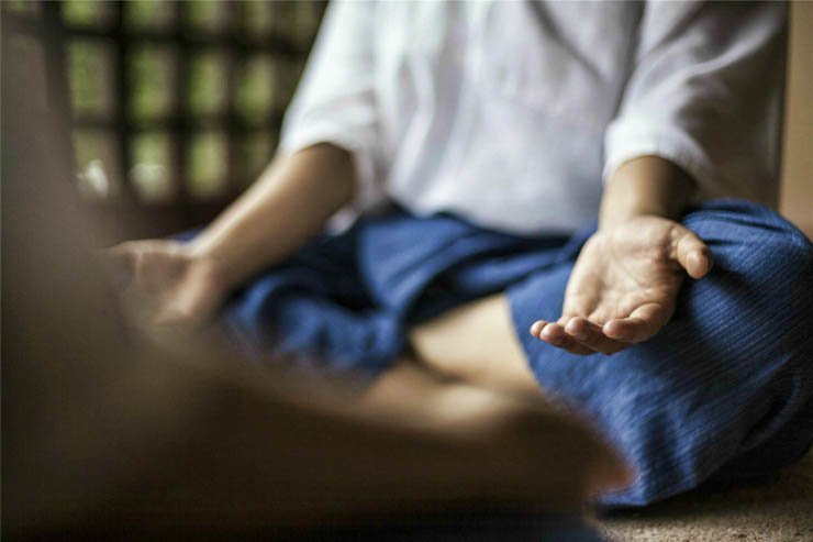 Yoga extend hand sit exercise meditation relax