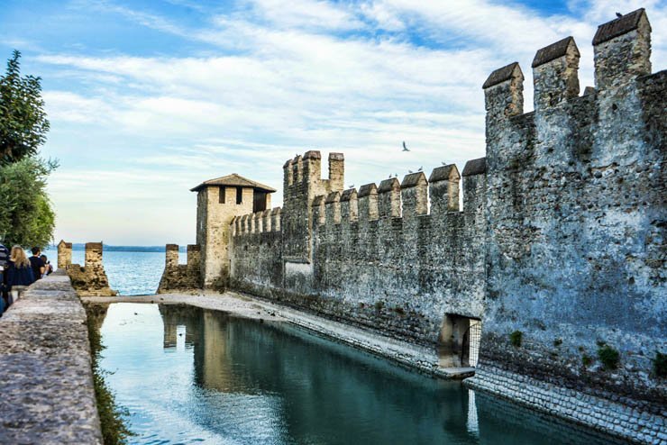 ancient river lake cloud sky water castle tree