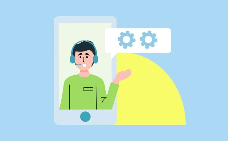 business job customer support desk call chat technical work ticket center operator care help telephone guide phone app