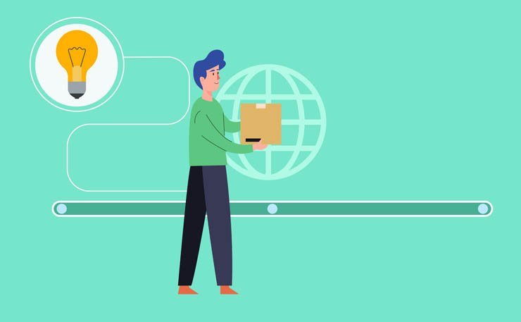 business process production workflow idea work startup lamp line globe world flow chart control