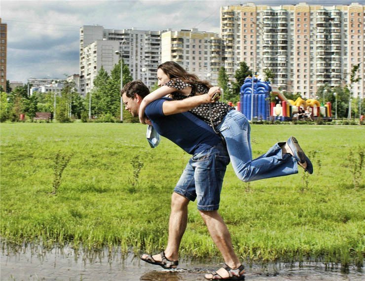 city couple care love romance romantic carry fun man woman joy happiness