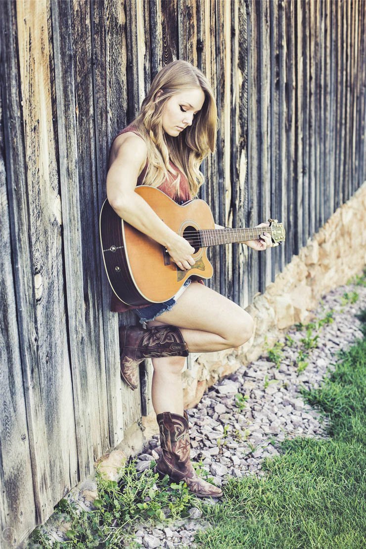 guitar play playing music musician instrument song sing sining girl stand park garden outdoor