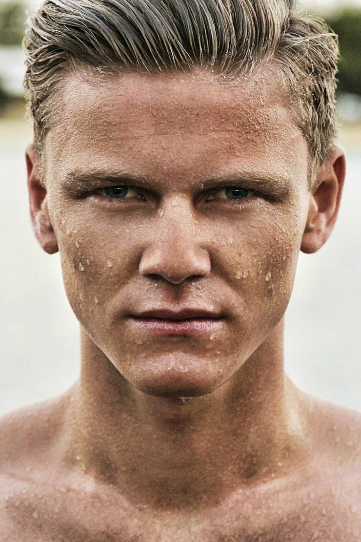 handsome boy man male topless water swim swimming serious wet moist look good looking