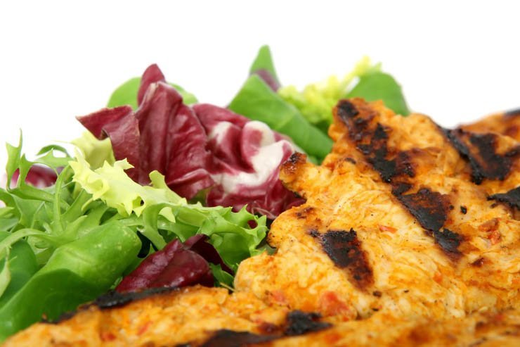 restaurant meal food dish eat cook cooking grilled grill chicken lettuce