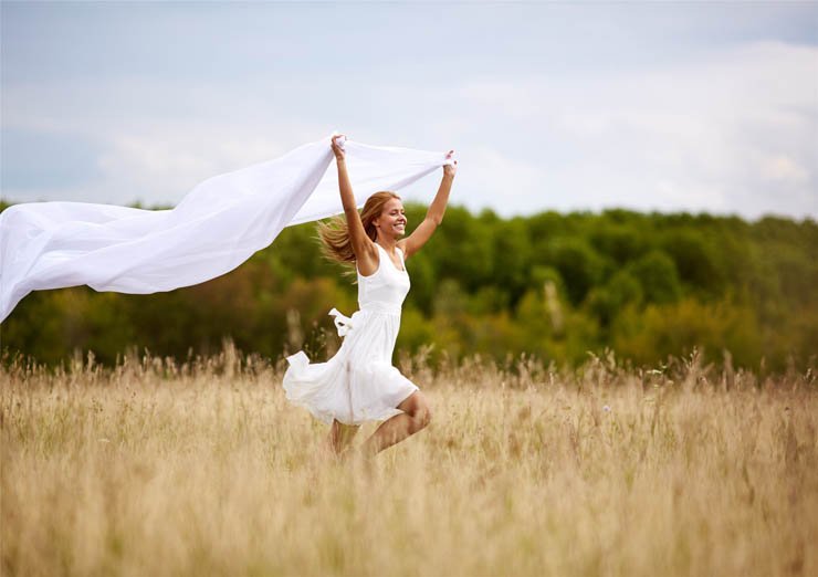 run girl free nature freedom happy grass farm sky white running
