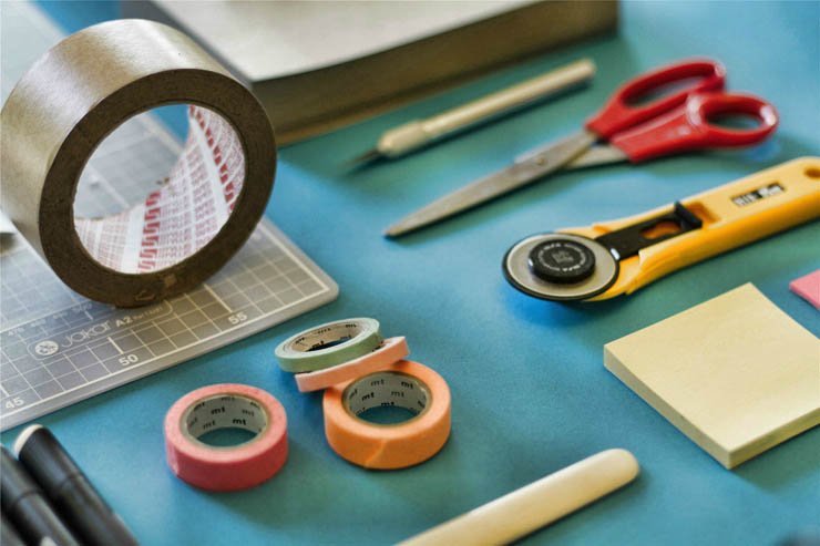 scissor tape sticky stick note cutter supply school work workshop creative