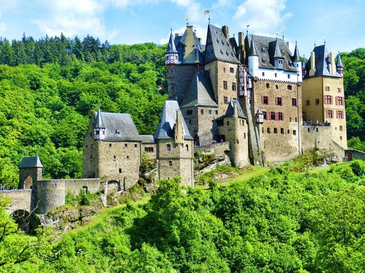 summer sky hill mountain castle ancient tree forest clear nature