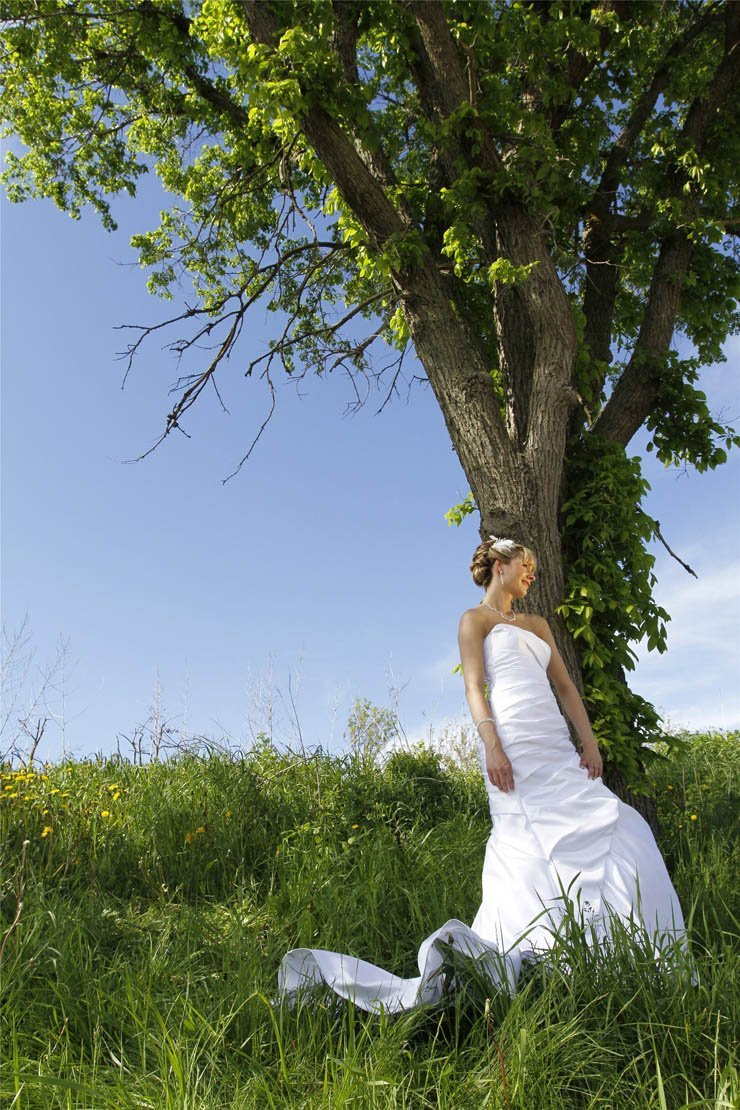 wife wedding bride white dress tree nature sky happy joy groom