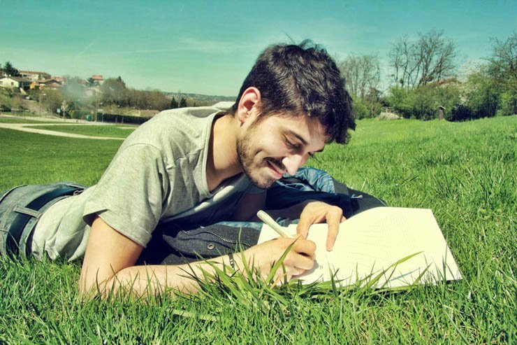 write writing happy smile grass outdoor public sky clear summer spring sunny