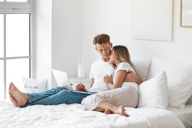 couple love happy happiness lovely care relationship couples passion relation engaged bed work