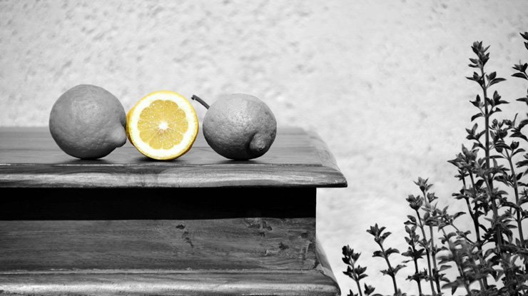 fruit fruits food healthy health diet lemon wood wooden table black white