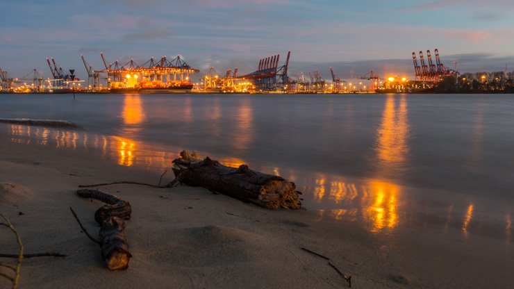 port industrial beach sea ocean ports nature evening night