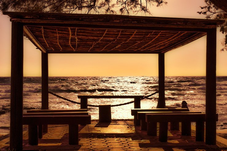 sea bench summer sea water ocean nature