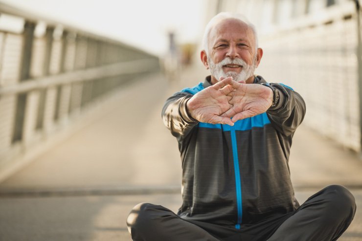 stretch stretching health senior old man workout sports healthy activity training