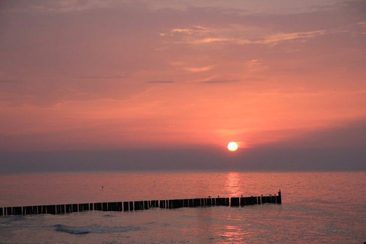 sunset sea sky ocean nature landscape water evening