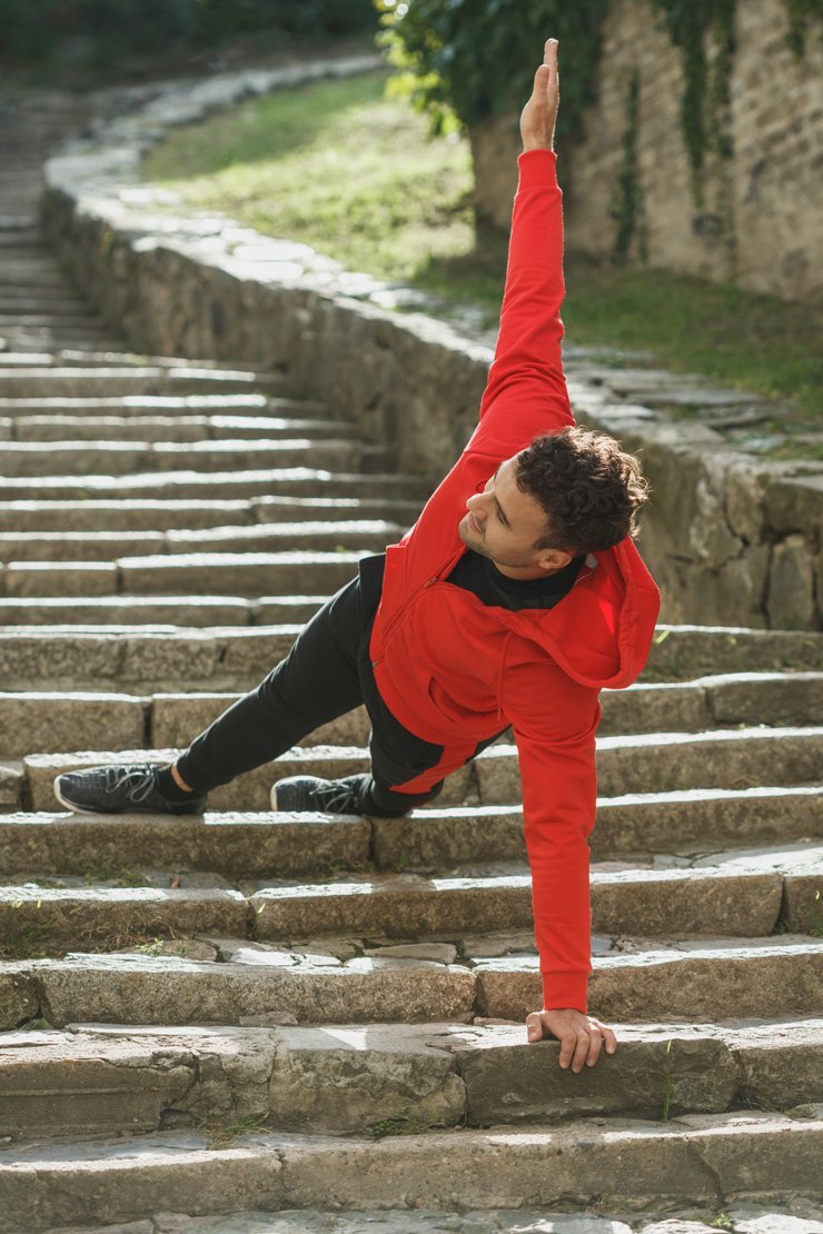 yoga relax relaxation meditation meditate back pain stress relief flexibility flexible strength pose poses health stairs outdoor stretch stretching