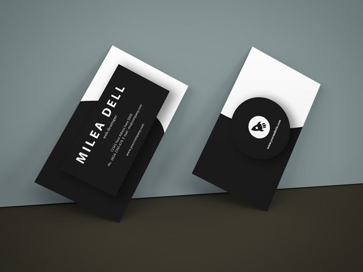 3d black white business card