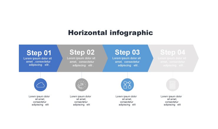 Horizontal steps process infographics