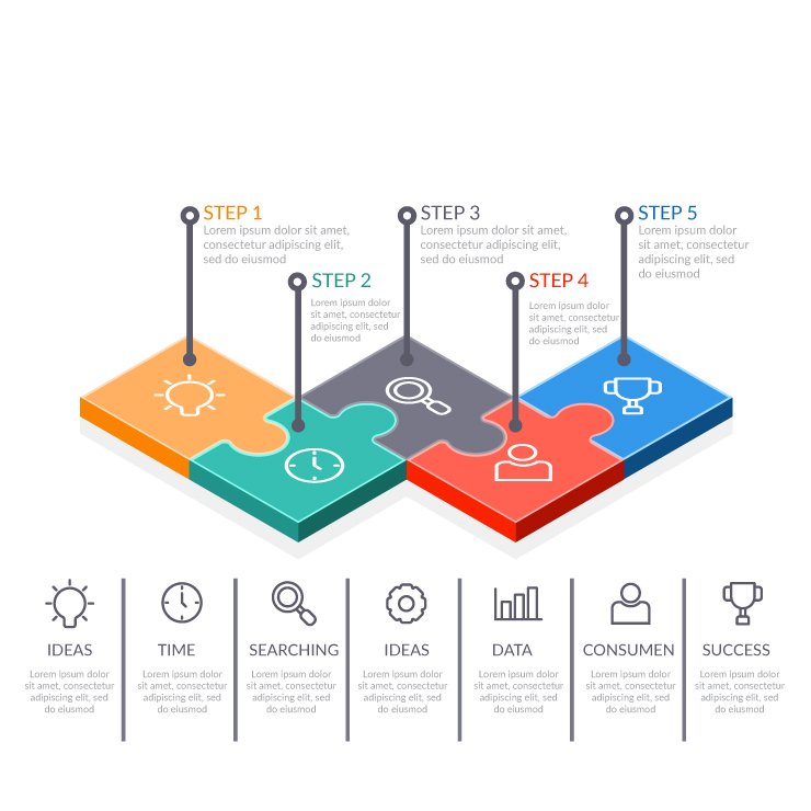 Isometric Steps Infographics