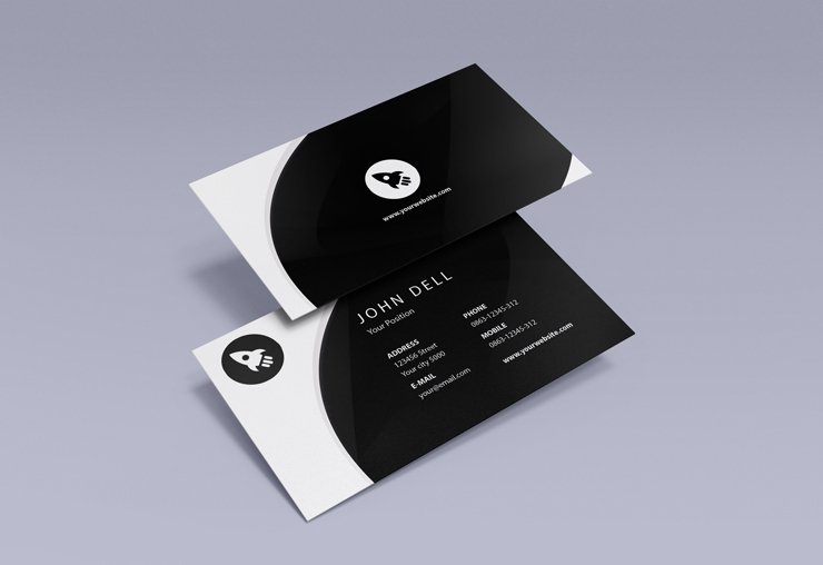 premium black white modern business card