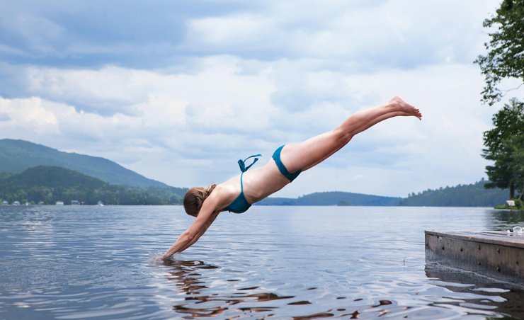 Lady Swimming in a Lake